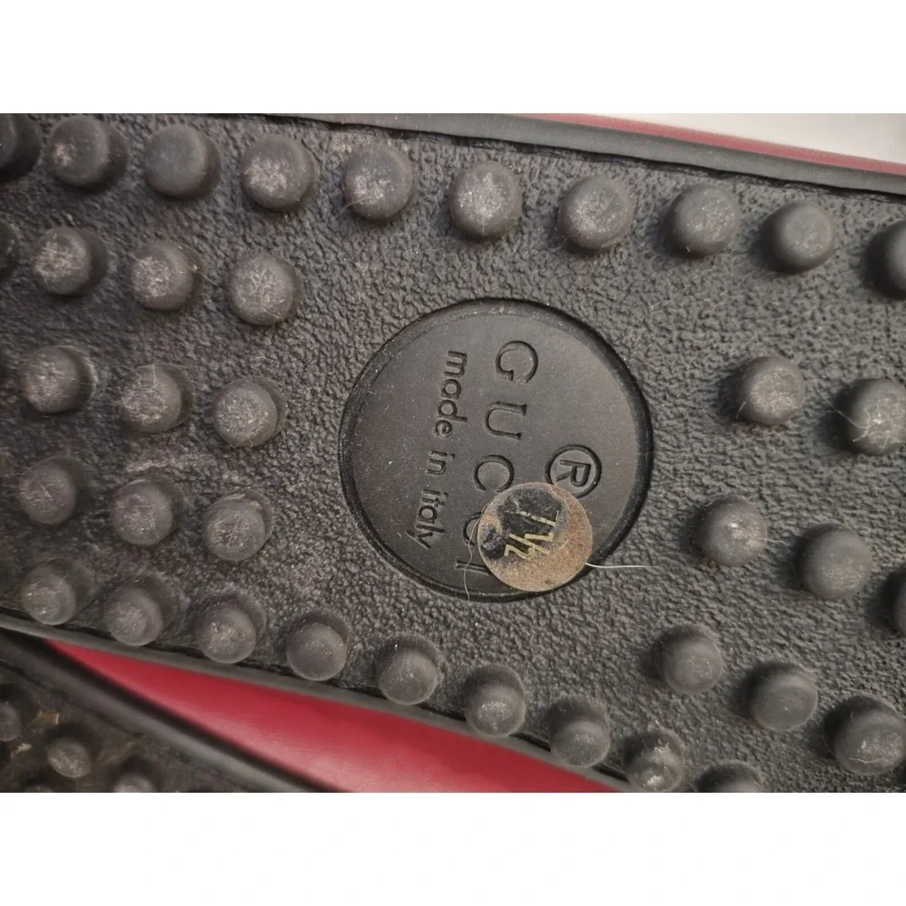 Gucci Red Leather Drivers with Bee Accent & Red Black Trim #49117 Men's Size 7.5